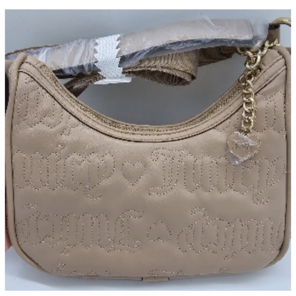 Juicy Couture Pink League Hobo Bag faux Leather in Cafe with Guitar strap - Picture 6 of 11